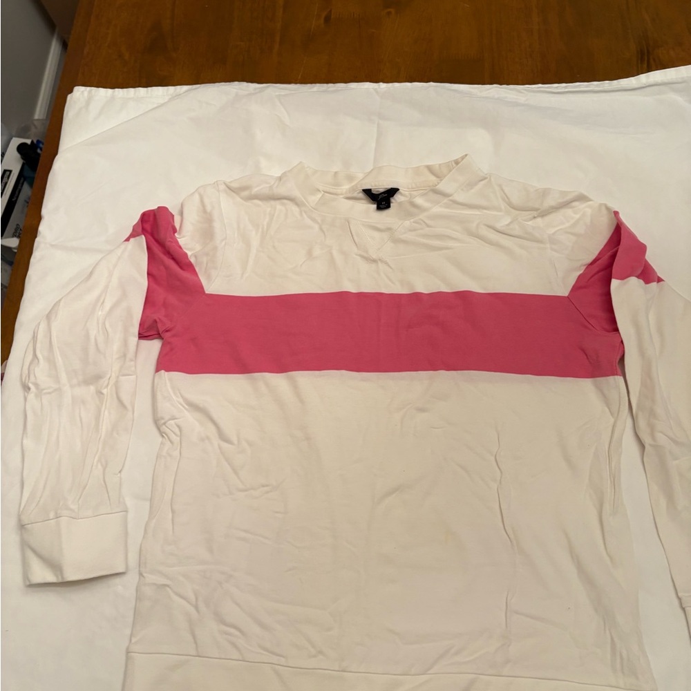 J. Crew Cream and Pink Long Sleeve Shirt
